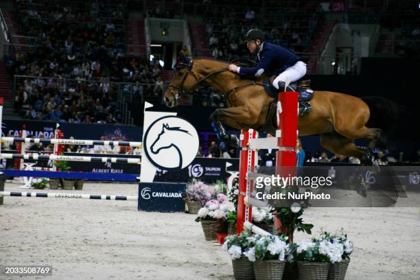 Andrius Petrovas is riding his horse LINKOLNS during the World Cup Grand Prix for the PKO Bank Polski prize at Cavaliada in Tauron Arena in Krakow,...