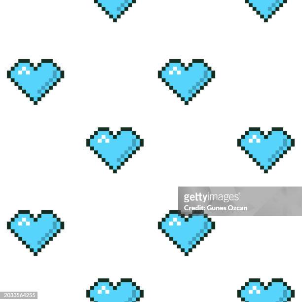 valentine's day pixel hearts, 1990 - 1999 style, raining pixels, heart shape, video game ui, user interface, flat design, loopable animated blue hearts background - 1990 1999 幅插畫檔、美工圖案、卡通及圖標