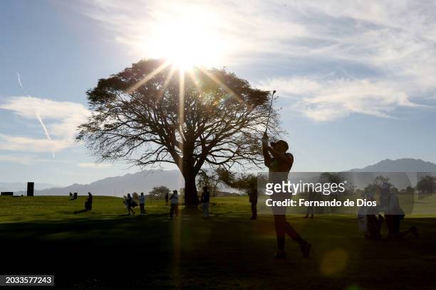 Erik van Rooyen of South Africa plays his second shot on the fairway of the 12th hole during the second round of the Mexico Open at Vidanta at...