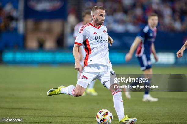 San Jose Earthquakes midfielder Jackson Yueill passes the ball during the MLS soccer game between FC Dallas and the San Jose Earthquakes on February...