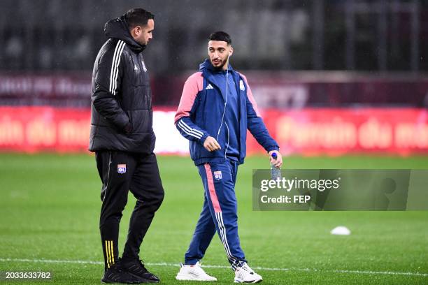 Said BENRAHMA of Olympique Lyonnais Damien DELLA SANTA of Olympique Lyonnais during the Ligue 1 Uber Eats match between Football Club de Metz and...