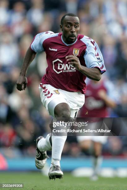 Darius Vassell of Aston Villa running during the Premier League match between Blackburn Rovers and Aston Villa at Ewood Park on October 2, 2004 in...