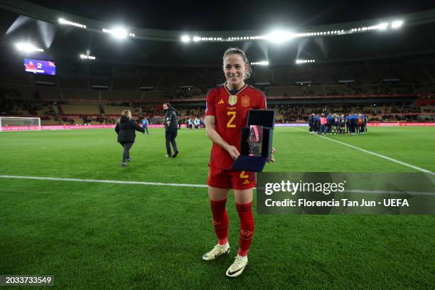 Ona Batlle of Spain poses for a photograph after being awarded Player of the Match following victory in the UEFA Women's Nations League 2024...