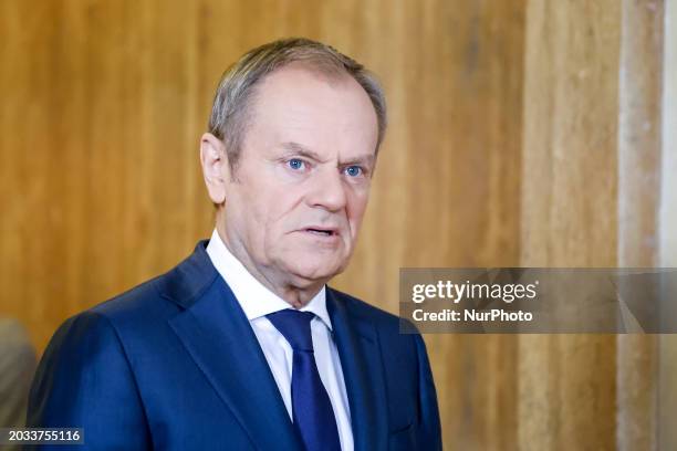 Polish Prime Minister Donald Tusk aawaits the Prime Minister of Canada, Justin Trudeau as they meet for bilateral talks in the PM&quot;s Cancellary...