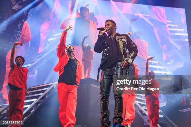 Jason Derulo performs on stage at Oslo Spektrum on February 23, 2024 in Oslo, Norway.