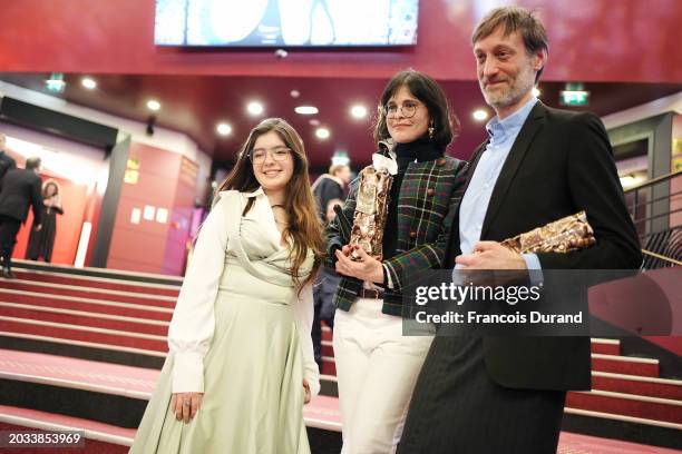 Mélinée Leclerc, Sébastien Laudenbach and Chiara Malta winners of the 'Best Animation Feature' Cesar Award for the movie 'Linda veut du poulet' are...