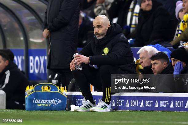 Enzo Maresca, Manager of Leicester City, looks dejected during the Sky Bet Championship match between Leeds United and Leicester City at Elland Road...