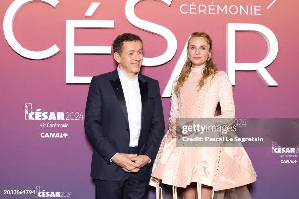 Dany Boon and Diane Kruger pose in the winners room during the 49th Cesar Film Awards at L'Olympia on February 23, 2024 in Paris, France.