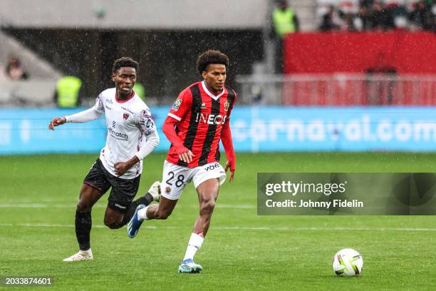 Hicham BOUDAOUI of Nice during the Ligue 1 Uber Eats match between Olympique Gymnaste Club Nice and Clermont Foot 63 at Allianz Riviera on February...