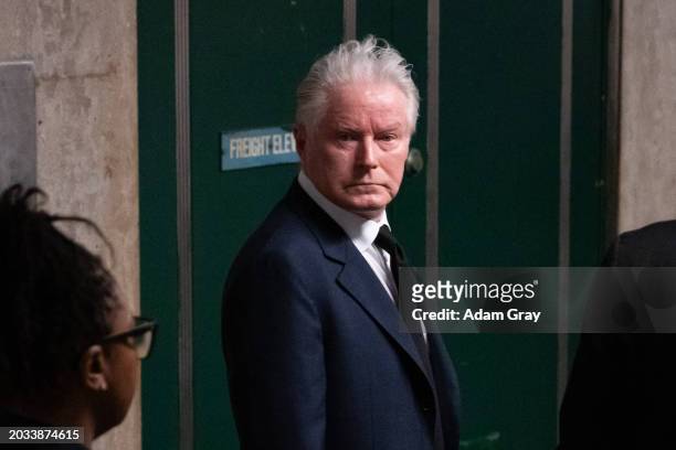 Don Henley of The Eagles leaves during the lunch break at Manhattan Criminal Court on February 26, 2024 in New York City. A judge will continue...