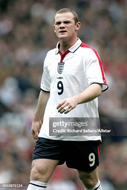 Wayne Rooney of England in action during the Group Six World Cup Qualifier, match between England and Wales at Old Trafford on October 9, 2004 in...