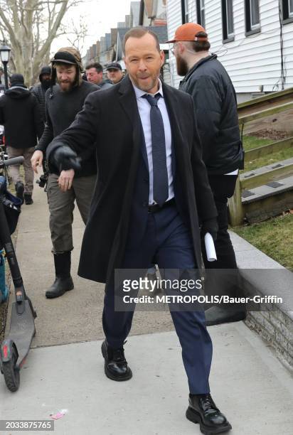 Donnie Wahlberg is seen on the set of "Blue Bloods" in Queens on February 26, 2024 in New York City.