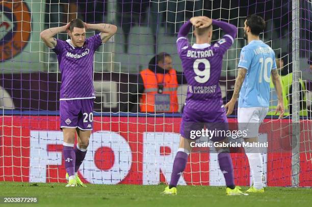 Andrea Belotti of ACF Fiorentina shows his dejection during the Serie A TIM match between ACF Fiorentina and SS Lazio at Stadio Artemio Franchi on...
