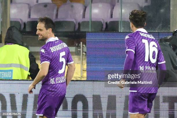 Giacomo Bonaventura of ACF Fiorentina celebrates after scoring a goal during the Serie A TIM match between ACF Fiorentina and SS Lazio at Stadio...