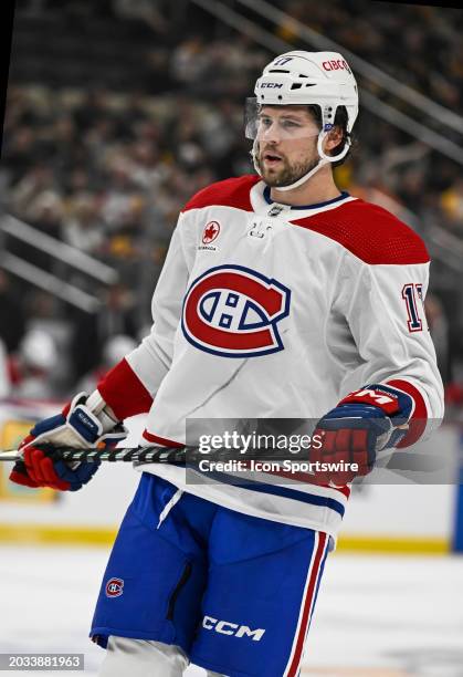 Montreal Canadiens right wing Josh Anderson looks on during the first period in the NHL game between the Pittsburgh Penguins and the Montreal...