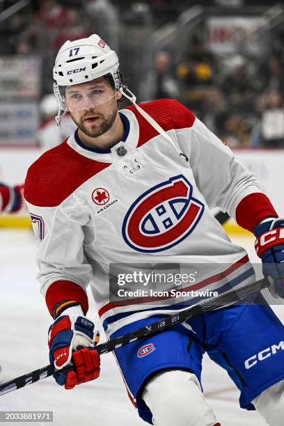 Montreal Canadiens right wing Josh Anderson warms up before the game between the Pittsburgh Penguins and the Montreal Canadiens on February 22 at PPG...