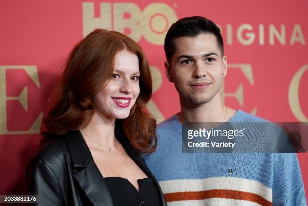 Ashley Gill and Grant Gibbs at the New York premiere of "The Regime" held at the Museum of Natural History on February 26, 2024 in New York City.