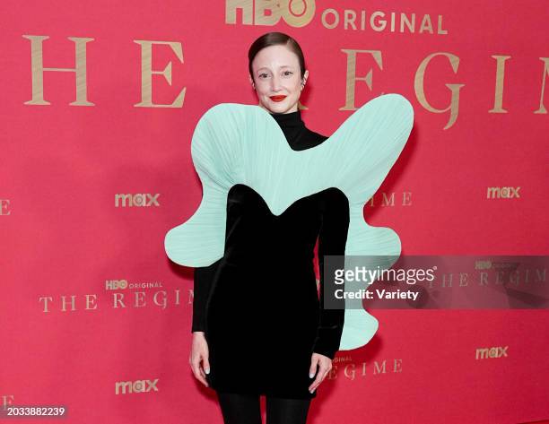 Andrea Riseborough at the New York premiere of "The Regime" held at the Museum of Natural History on February 26, 2024 in New York City.