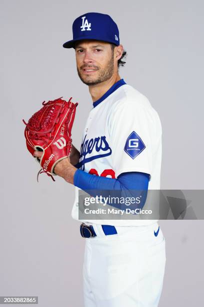 Joe Kelly of the Los Angeles Dodgers poses for a photo during the Los Angeles Dodgers Photo Day at Camelback Ranch on Wednesday, February 21, 2024 in...