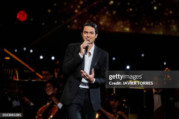 Italian singer Matteo Bocelli, son of singer Andrea Bocelli, performs during the 63rd Viña del Mar International Song Festival in Viña del Mar,...