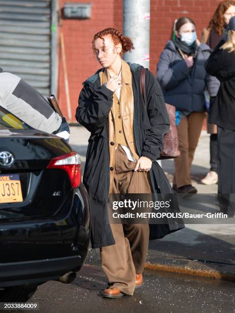 Erin Kellyman is seen on the set of 'Eleanor Invisible' in Coney Island on February 26, 2024 in New York City.