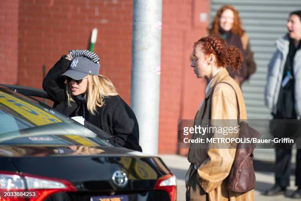 Scarlett Johansson and Erin Kellyman are seen on the set of 'Eleanor Invisible' in Coney Island on February 26, 2024 in New York City.