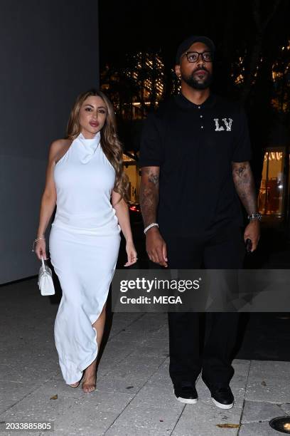 Larsa Pippen and Marcus Jordan are seen on February 14, 2024 in Miami, Florida.