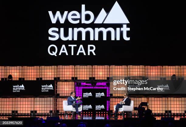 Doha , Qatar - 27 February 2024; Charlie Collier, President, Roku, left, and Michael Kassan, Founder, Chairman & CEO, MediaLink, on Centre Stage...