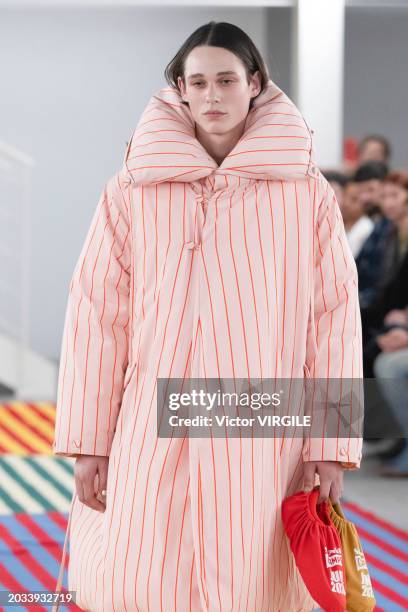 Model walks the runway during the Sunnei Ready to Wear Fall/Winter 2024-2025 fashion show as part of the Milan Fashion Week on February 23, 2024 in...