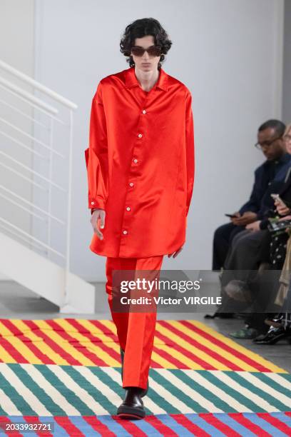 Model walks the runway during the Sunnei Ready to Wear Fall/Winter 2024-2025 fashion show as part of the Milan Fashion Week on February 23, 2024 in...