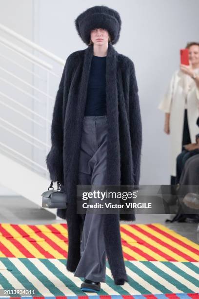 Model walks the runway during the Sunnei Ready to Wear Fall/Winter 2024-2025 fashion show as part of the Milan Fashion Week on February 23, 2024 in...