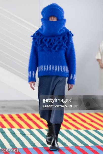 Model walks the runway during the Sunnei Ready to Wear Fall/Winter 2024-2025 fashion show as part of the Milan Fashion Week on February 23, 2024 in...