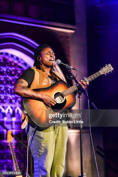 Joy Oladokun performs at the Union Chapel on February 23, 2024 in London, England.