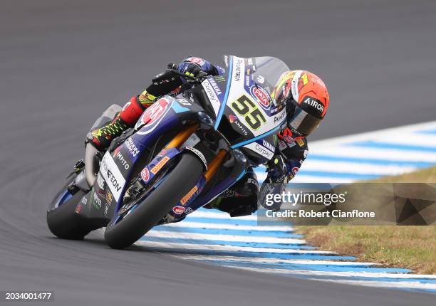 Andrea Locatelli of Italy and Pata Prometeon Yamaha during the warm up session for the World Superbikes in the World Superbikes Championship at...