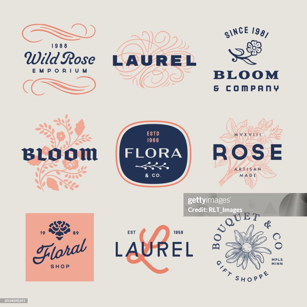 Retro Floral & Botanical Type Badges