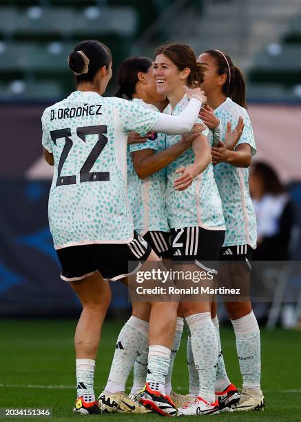 Nicolette Hernandez of Mexico celebrates a goal against the Dominican Republic during the first half in Group A - 2024 Concacaf W Gold Cup at Dignity...