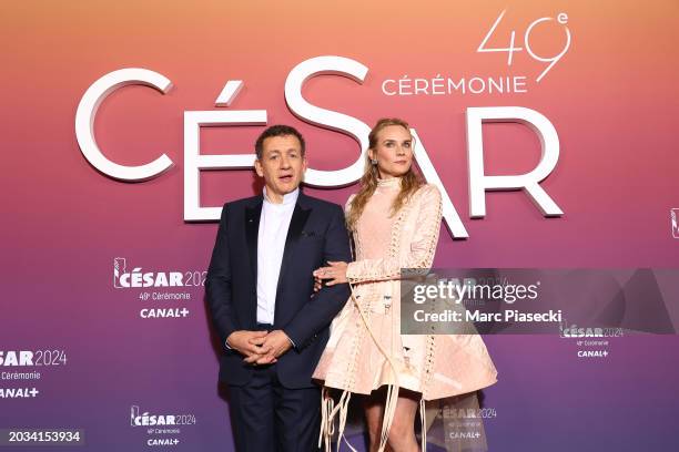 Dany Boon and Diane Kruger pose in the winners room during the 49th Cesar Film Awards at L'Olympia on February 23, 2024 in Paris, France.