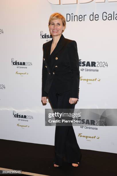 Judith Godrèche arrives at the 49th Cesar Film Awards Dinner at Le Fouquet's on February 23, 2024 in Paris, France.