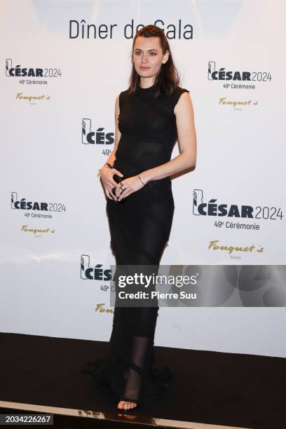 Ella Rumpf arrives at the 49th Cesar Film Awards Dinner at Le Fouquet's on February 23, 2024 in Paris, France.