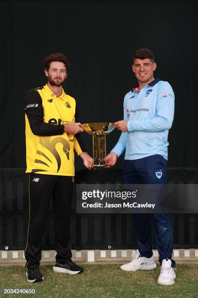 Sam Whiteman, Captain of Western Australia and Moises Henriques, Captain of the New South Wales Blues pose during the Marsh One-Day Cup Final...