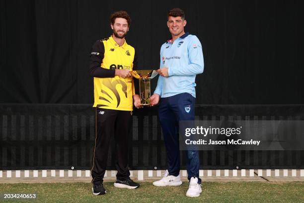 Sam Whiteman, Captain of Western Australia and Moises Henriques, Captain of the New South Wales Blues pose during the Marsh One-Day Cup Final...