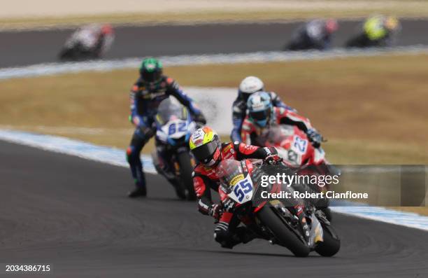 Yari Montella of Italy and the Barni Spark Racing Team leads during race one of the World SuperSport as part of the World Superbikes Championship at...