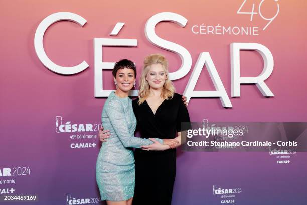 Berenice Bejo and Nadia Tereszkiewicz pose during the 49th Cesar Film Awards at L'Olympia on February 23, 2024 in Paris, France.