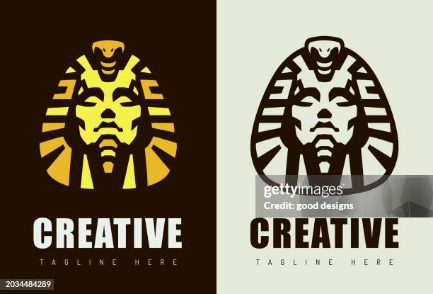 illustrazioni stock, clip art, cartoni animati e icone di tendenza di vettore logo faraone antico egitto - illustrazioni stock - antica civiltà