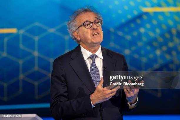 Pierre Gramegna, managing director of European Stability Mechanism , during a Bloomberg Television interview in London, UK, on Tuesday, Feb. 27,...