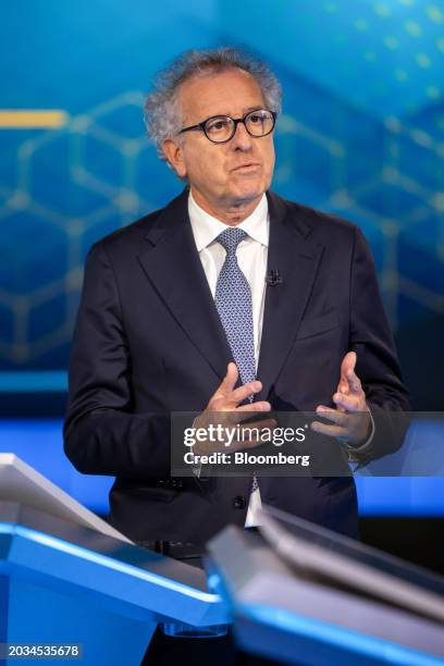 Pierre Gramegna, managing director of European Stability Mechanism , during a Bloomberg Television interview in London, UK, on Tuesday, Feb. 27,...