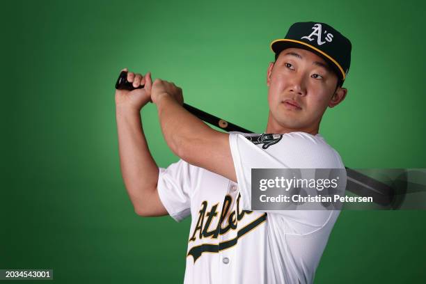 Hoy Park of the Oakland Athletics poses for a portrait during photo day at HoHoKam Stadium on February 23, 2024 in Mesa, Arizona.