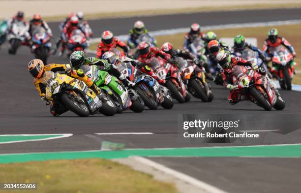 Andrea Iannone of Italy and GoEleven Ducati during race one of the World Superbikes Championship at Phillip Island Grand Prix Circuit on February 24,...