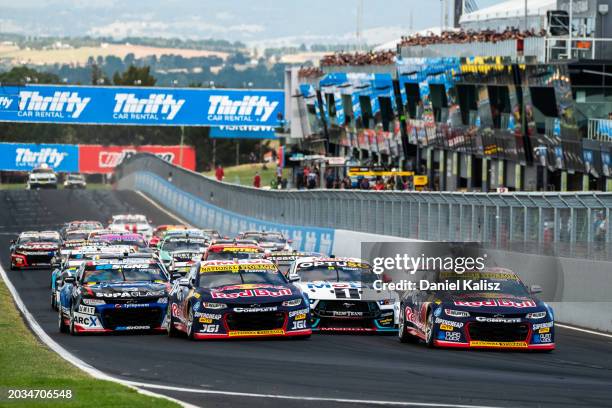 Broc Feeney driver of the Red Bull Ampol Racing Chevrolet Camaro ZL1 and Will Brown driver of the Red Bull Ampol Racing Chevrolet Camaro ZL1 during...