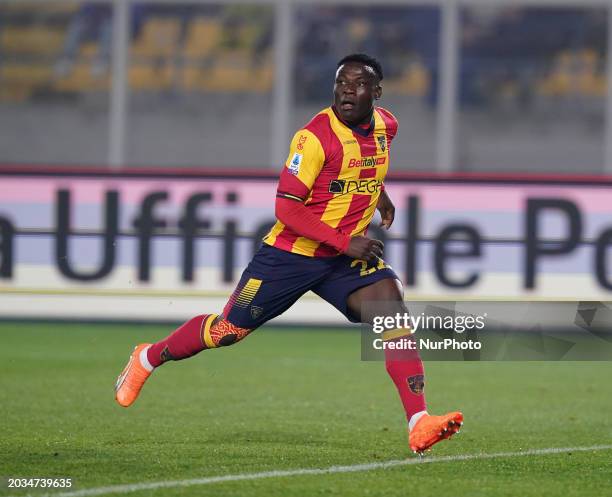 Lameck Banda of US Lecce is playing during the Serie A TIM match between US Lecce and FC Internazionale in Lecce, Italy, on February 25, 2024.